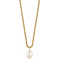Gold Plated Baroque Pearl Twisted Chain Necklace