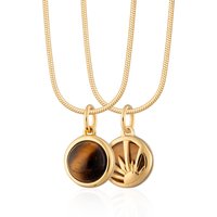 Gold Plated Tigers Eye Therapeutic Stone Necklace (Braveness)