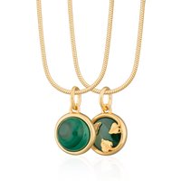 Gold Plated Malachite Therapeutic Stone Necklace (Therapeutic)