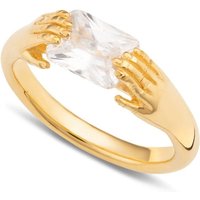 Gold Plated Fede Ring with Transparent Stone