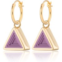 Gold Plated Geometric Pink Triangle Attraction Hoop Earrings