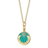 Gold Plated Eye Am Secure Turquoise Coin Necklace