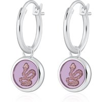 Silver Pink Snake Resin Allure Hoop Earrings