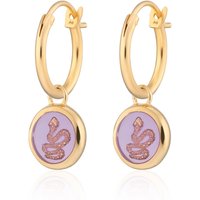 Gold Plated Pink Snake Resin Attraction Hoop Earrings