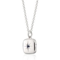 Silver Big name Locket Necklace with Blue Stone