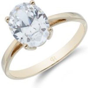 9ct Yellow Gold Oval Reduce Cubic Zirconia Solitaire Ring