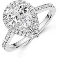 Platinum Lab Grown 2.00ct Pear Diamond Halo Shoulders 2.25tw - Image 2