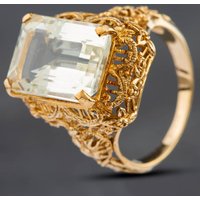 Pre-Owned 9ct Yellow Gold Yellow Seranite Rectangular Dress Ring 4129793