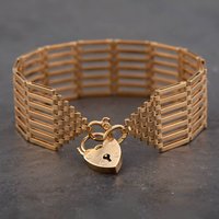 Pre-Owned 9ct Yellow Gold 7 Bar 8.5 Inch Gate Bracelet 41531008