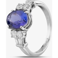 Pre-Owned 9ct White Gold Tanzanite & Diamond Oval Dress Ring 4112280