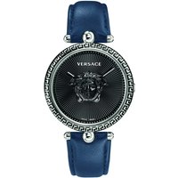 Versace VCO080017 Palazzo Empire Analouge Womens Blue Leather Black 39 Mm Dial Swiss Quartz Watch