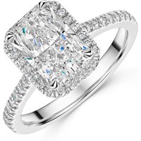 Platinum Lab Grown 2.00ct rad Diamond Halo Shoulders 2.25tw
