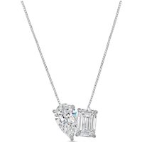 Platinum Lab Grown 1.95ct Emerald and Pear Reduce Diamond ‘Toi Et Moi’ 2 Stone Pendant