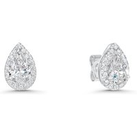 18ct White Gold Lab Grown 1.20ct Pear Lower Diamond Halo Earrings