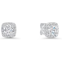 18ct White Gold Lab Grown 1.20ct Cushion Spherical Sensible Diamond Halo Earrings