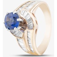 Pre-Owned 14ct Yellow Gold Sapphire & 0.80ct Baguette Cut Diamond Two Row Twist Dress Ring 43361025