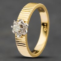 Pre-Owned Vintage 18ct Yellow Gold 0.10ct Brilliant Cut Diamond Solitaire Ring 41481189