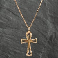 Pre-Owned 9ct Yellow Gold Cross Pendant & 20 Inch Box Chain 41141287