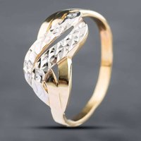 Pre-Owned 14ct Two Colour Gold Diamond Cut Crossover Ring 41101341