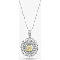 Pre-Owned Platinum Certificated 1.56ct Yellow & White Diamond Oval Cluster Pendant & 18 Inch Curb Chain 43141075