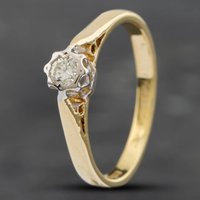 Pre-Owned Vintage 9ct Yellow Gold Brilliant Cut Diamond Solitaire Ring 41381389