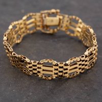Pre-Owned 9ct Yellow Gold Four Bar 6.5 Inch Gate Bracelet 41531030