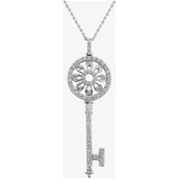 Pre-Owned 14ct White Gold Diamond Key Necklace 4314195