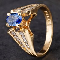 Pre-Owned 14ct Yellow Gold Oval Sapphire & Diamond Ring 4336179