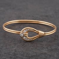 Pre-Owned 9ct Yellow Gold Cubic Zirconia Hook Standard Bangle 41211127