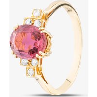 Pre-Owned 18ct Yellow Gold Tourmaline & Brilliant Cut Diamond Oval Cluster Ring 41121004