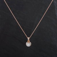 Pre-Owned 9ct Rose Gold 0.24ct Brilliant Cut Diamond Round Stone Set Pendant & 18 Inch Prince Of Wales Chain 4314120