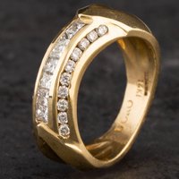 Pre-Owned 14ct Diamond 3 Row Fancy Band Ring 4328741