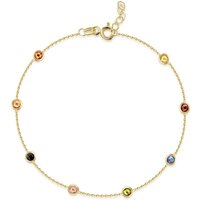 9ct Yellow Gold Multi Colored Cubic Zirconia Bracelet