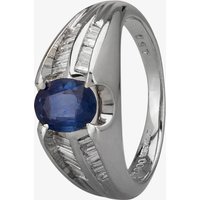 Pre-Owned Platinum 0.90ct Sapphire & 0.30ct Diamond Shoulders Ring 4336031