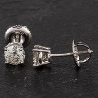Pre-Owned 14ct White Gold Diamond Single Stone Stud Earrings 4317052