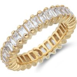 Sterling Silver Yellow Gold Plated Oblong Cubic Zirconia Ring