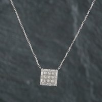 Pre-Owned 14ct White Gold 0.66ct Diamond Pendant & 18 Inch Trace Chain 4314152