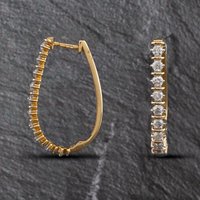 Pre-Owned 9ct Yellow Gold 1.00ct Brilliant Cut Diamond Hoop Earrings 4317161