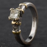 Pre-Owned 18ct Two Colour Gold 0.60ct Princess Cut Diamond Shoulder Set Solitaire Ring 4112115