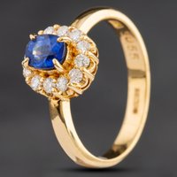 Pre-Owned 18ct Yellow Gold 0.55ct Sapphire & 0.24ct Brilliant Cut Diamond Cluster Ring 4336497