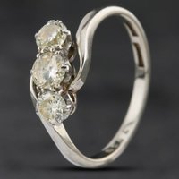Pre-Owned Vintage White Gold Diamond Three Stone Ring 4148420