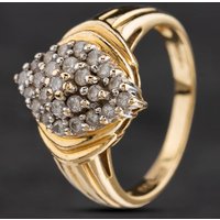 Pre-Owned 18ct Three Colour Gold Diamond & Marquise Shape Cluster Ring 4148443