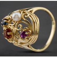 Pre-Owned 14ct Yellow Gold Multi Stone Openwork Dress Ring 4129540