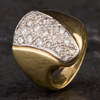 Pre-Owned 14ct 2 Colour 20mm Diamond Set Band Ring 4328155