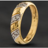Pre-Owned 18ct Two Colour Gold Cubic Zirconia Patterned Band Ring 4109940