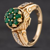Pre-Owned 14ct Yellow Gold Interchangeable Multi Stone & Diamond Clusters Ring 4312259