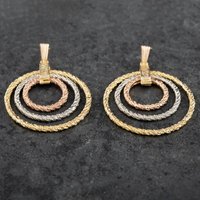 Pre-Owned Three Colour Gold Multi Circle Dropper Earrings 4165004