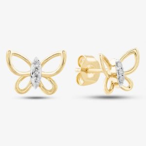 9ct Yellow Gold 0.05ct Brilliant Cut Diamond Oval Linked Ring THR29151-05GR (YG)