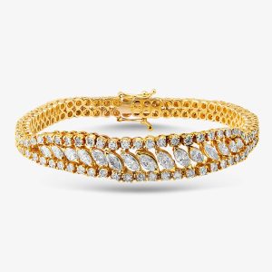 18ct Yellow Gold 6.50ct Diamond Marquise Graduating Tennis Bracelet BTDGJ