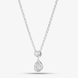 18ct White Gold 0.31ct Pear & Brillaint Cut Diamond Dropper Necklace P22430GW18DD